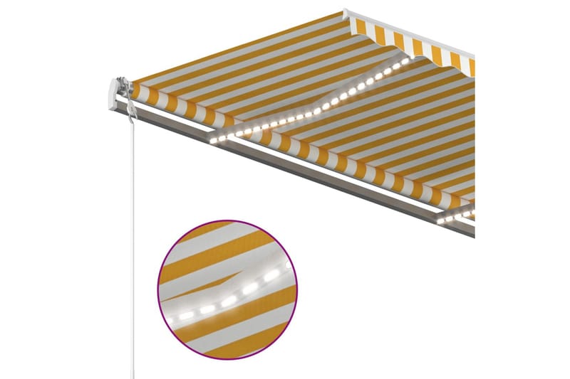 markise m. LED-lys 350x250 cm manuel betjening gul og hvid - Gul - Balkonmarkise - Markiser - Terrassemarkise