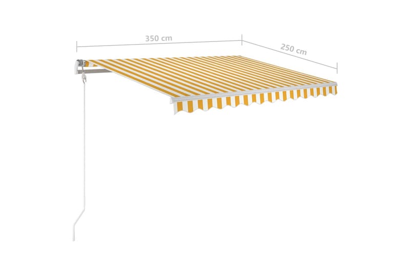 markise m. LED-lys 350x250 cm manuel betjening gul og hvid - Gul - Balkonmarkise - Markiser - Terrassemarkise