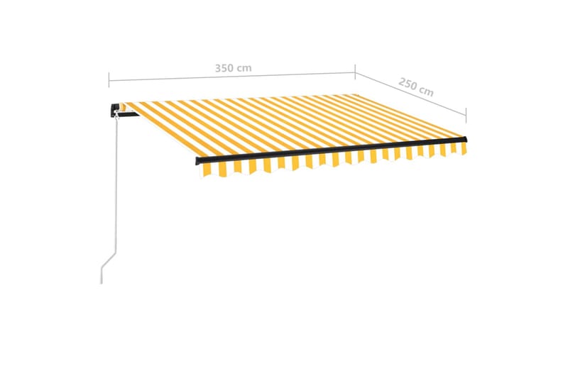 markise m. LED-lys 350x250 cm manuel betjening gul og hvid - Gul - Havemøbler - Solafskærmning - Markiser - Balkonmarkise