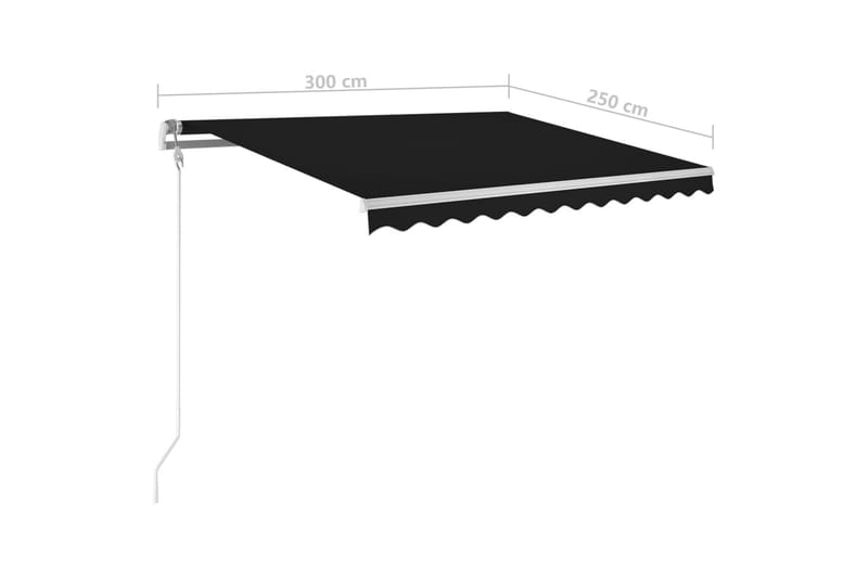 markise m. LED-lys 3x2,5 m manuel betjening antracitgrå - Antracit - Balkonmarkise - Markiser - Terrassemarkise