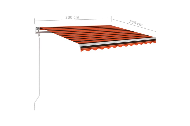 markise m. LED-lys 3x2,5 m manuel betjening orange og brun - Orange - Balkonmarkise - Markiser - Terrassemarkise