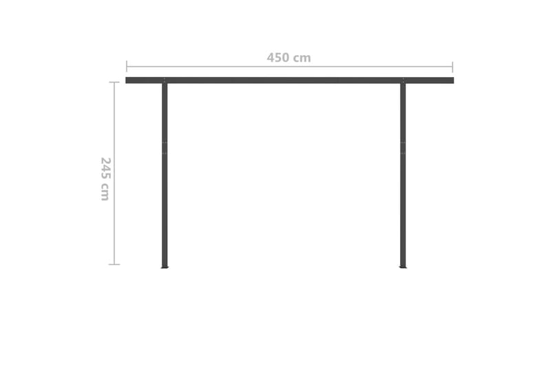 markise m. LED-lys 4,5x3,5 m manuel betjening antracitgrå - Balkonmarkise - Markiser - Terrassemarkise