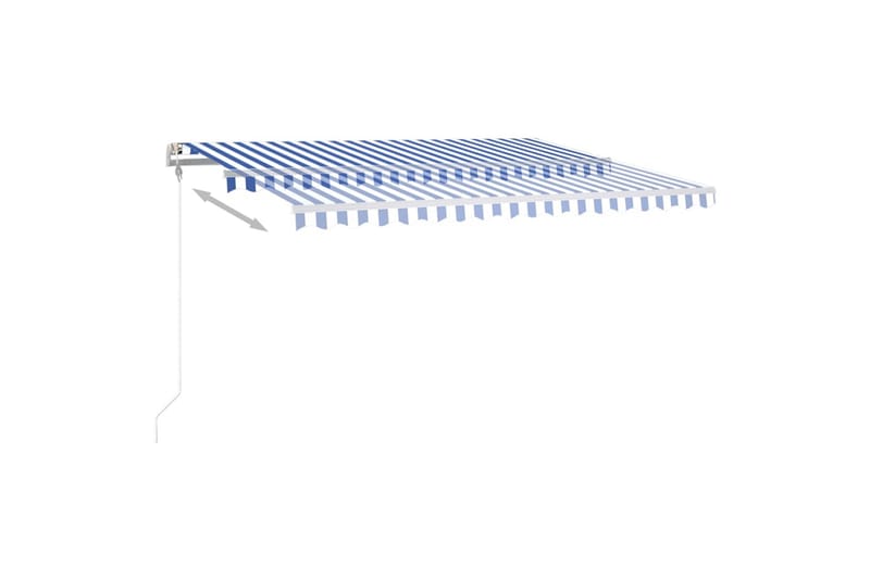 markise m. LED-lys 4,5x3 m manuel betjening blå og hvid - Blå - Balkonmarkise - Markiser - Terrassemarkise