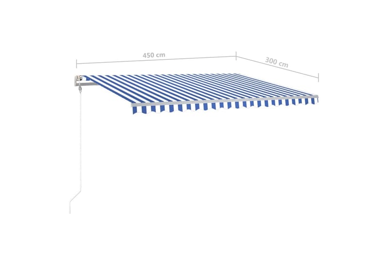 markise m. LED-lys 4,5x3 m manuel betjening blå og hvid - Blå - Balkonmarkise - Markiser - Terrassemarkise