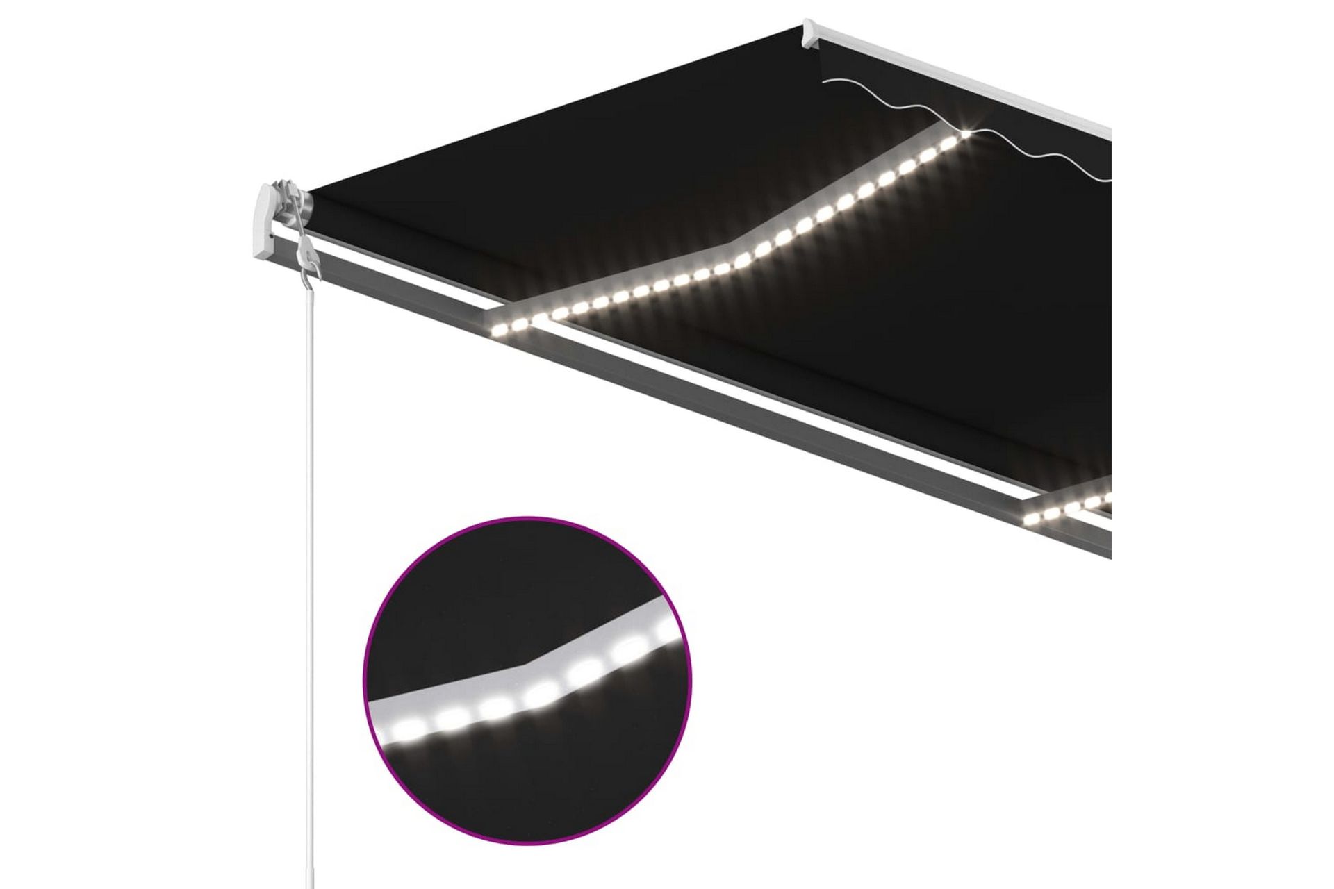 markise m. LED-lys 400x300 cm manuel betjening antracitgrå - Antracit - Havemøbler - Solafskærmning - Markiser - Balkonmarkise