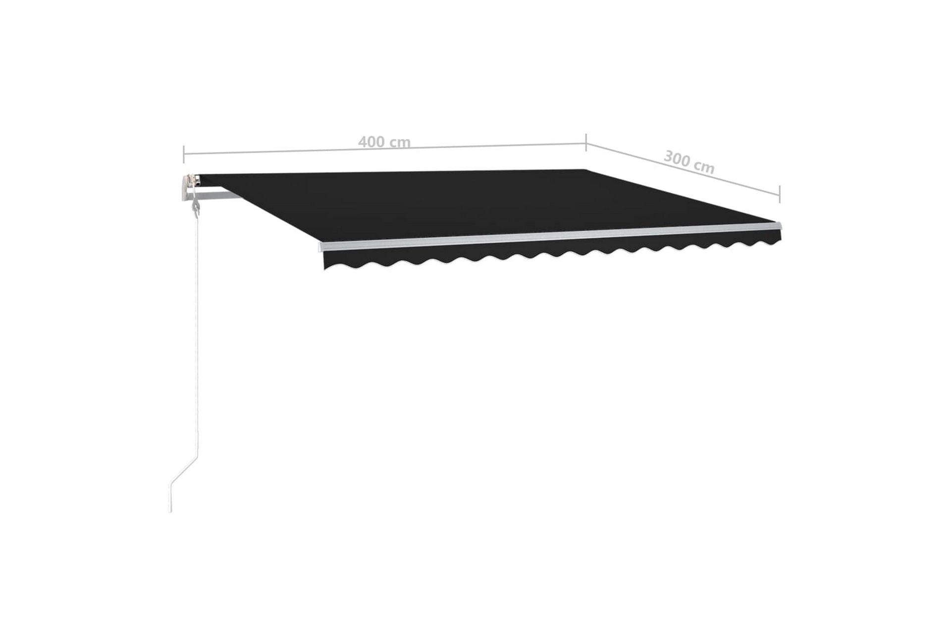 markise m. LED-lys 400x300 cm manuel betjening antracitgrå - Antracit - Havemøbler - Solafskærmning - Markiser - Balkonmarkise