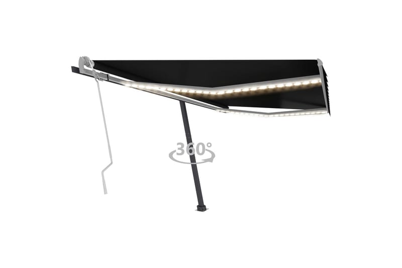 markise m. LED-lys 400x300 cm manuel betjening antracitgrå - Antracit - Havemøbler - Solafskærmning - Markiser - Balkonmarkise