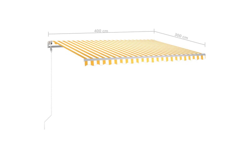 markise m. LED-lys 400x300 cm manuel betjening gul og hvid - Gul - Balkonmarkise - Markiser - Terrassemarkise