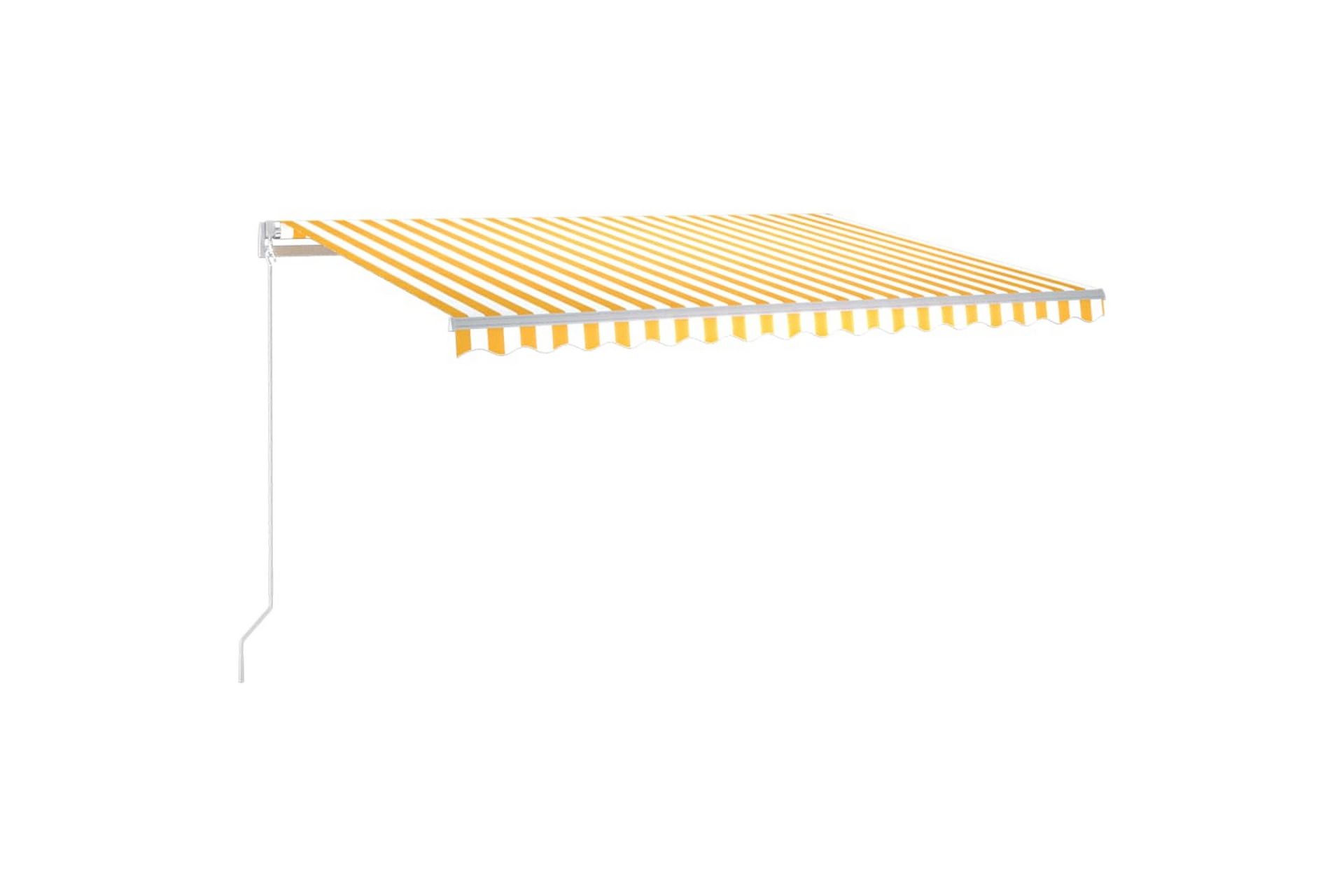 markise m. LED-lys 400x350 cm manuel betjening gul og hvid - Gul - Havemøbler - Solafskærmning - Markiser - Balkonmarkise