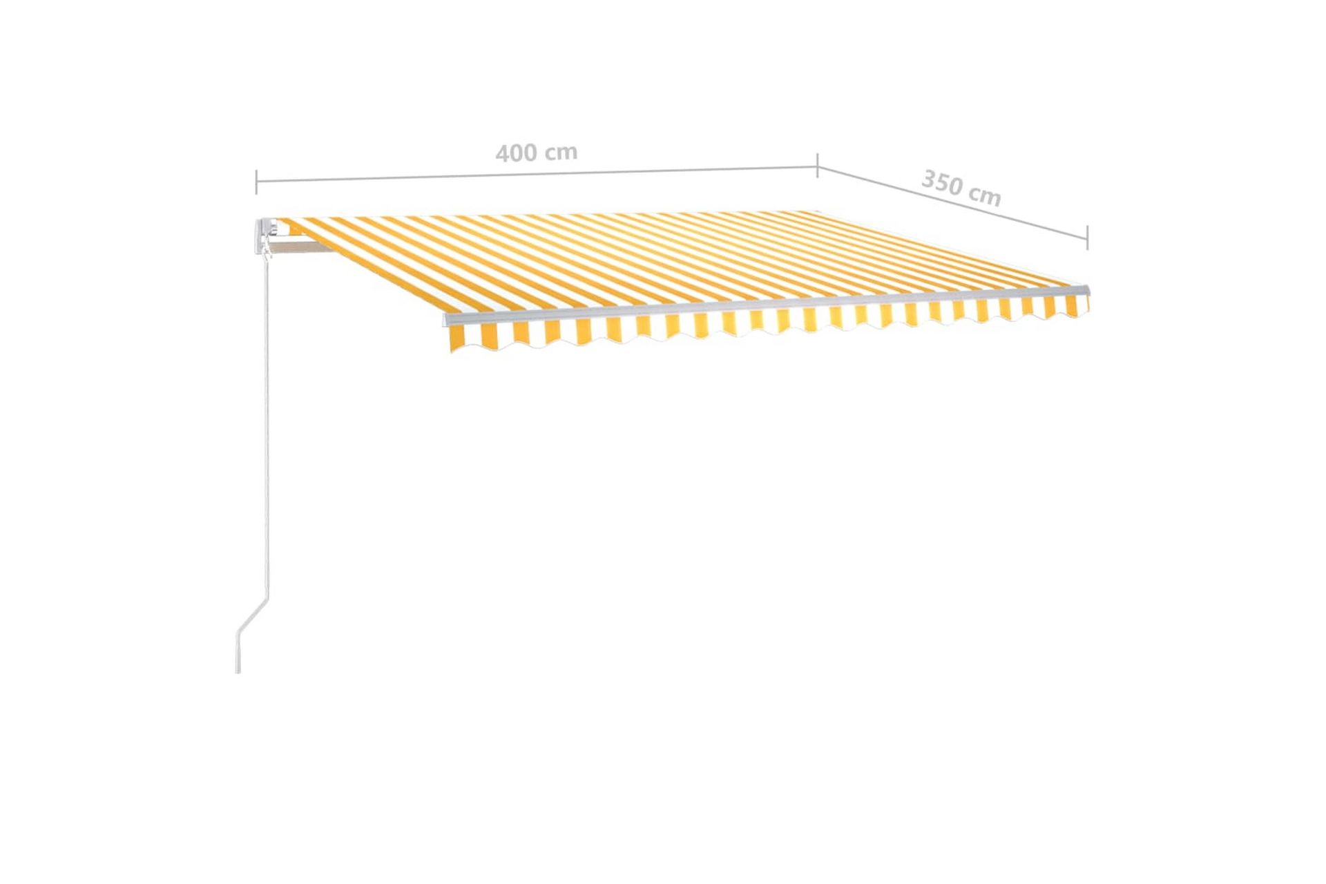 markise m. LED-lys 400x350 cm manuel betjening gul og hvid - Gul - Havemøbler - Solafskærmning - Markiser - Balkonmarkise