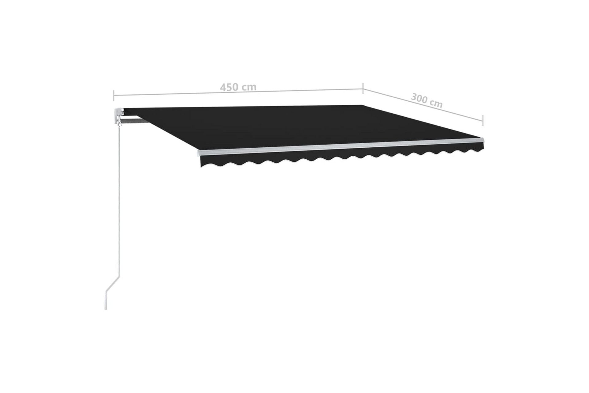 markise m. LED-lys 450x300 cm manuel betjening antracitgrå - Antracit - Havemøbler - Solafskærmning - Markiser - Balkonmarkise