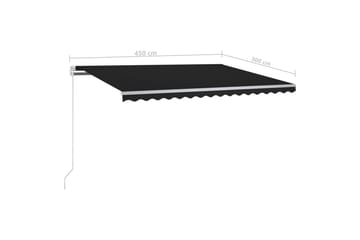 markise m. LED-lys 450x300 cm manuel betjening antracitgrå - Antracit - Havemøbler - Solafskærmning - Markiser - Balkonmarkise