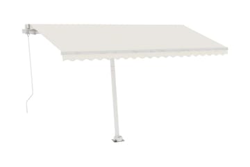 markise m. LED-lys 450x300 cm manuel betjening cremefarvet - Creme - Havemøbler - Solafskærmning - Markiser - Balkonmarkise