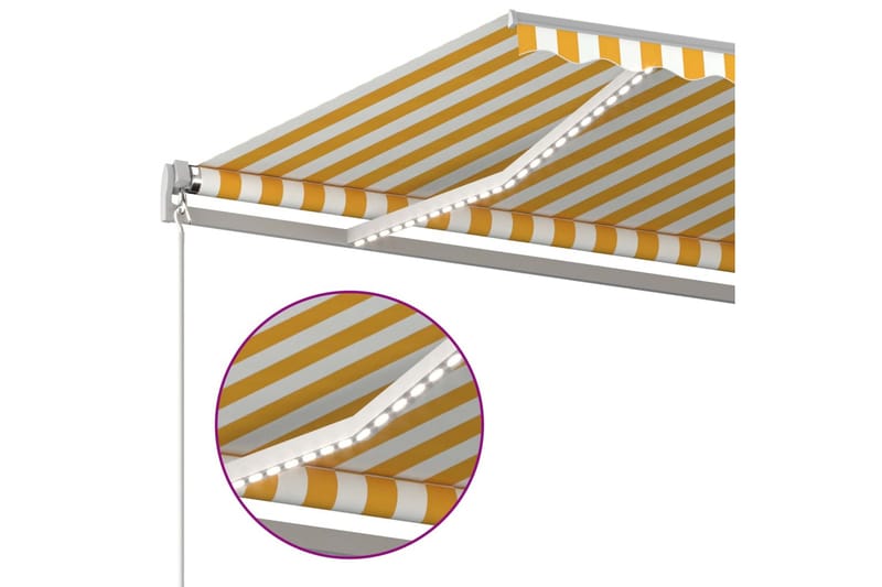 markise m. LED-lys 450x300 cm manuel betjening gul og hvid - Gul - Havemøbler - Solafskærmning - Markiser - Balkonmarkise