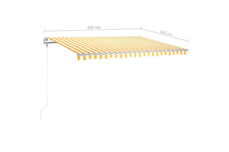 markise m. LED-lys 450x300 cm manuel betjening gul og hvid - Gul - Balkonmarkise - Markiser - Terrassemarkise