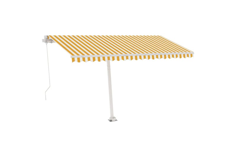 markise m. LED-lys 450x300 cm manuel betjening gul og hvid - Gul - Havemøbler - Solafskærmning - Markiser - Balkonmarkise