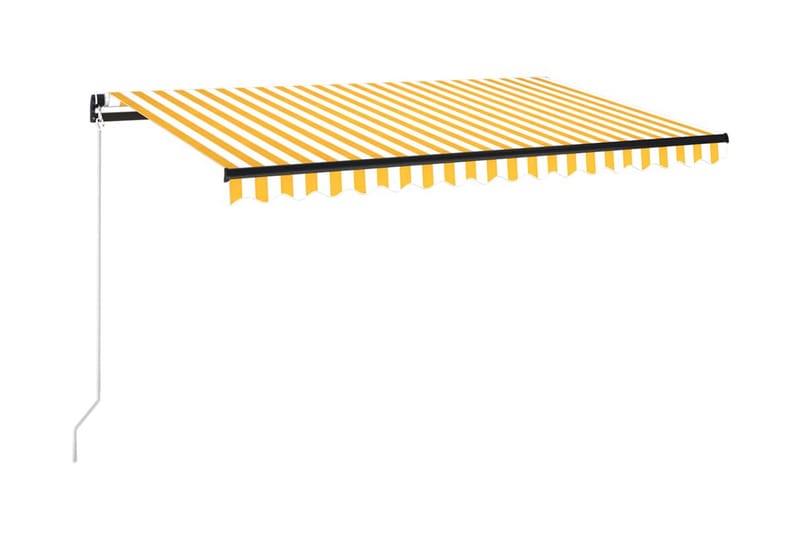 markise m. LED-lys 450x300 cm manuel betjening gul og hvid - Gul - Terrassemarkise - Markiser - Balkonmarkise