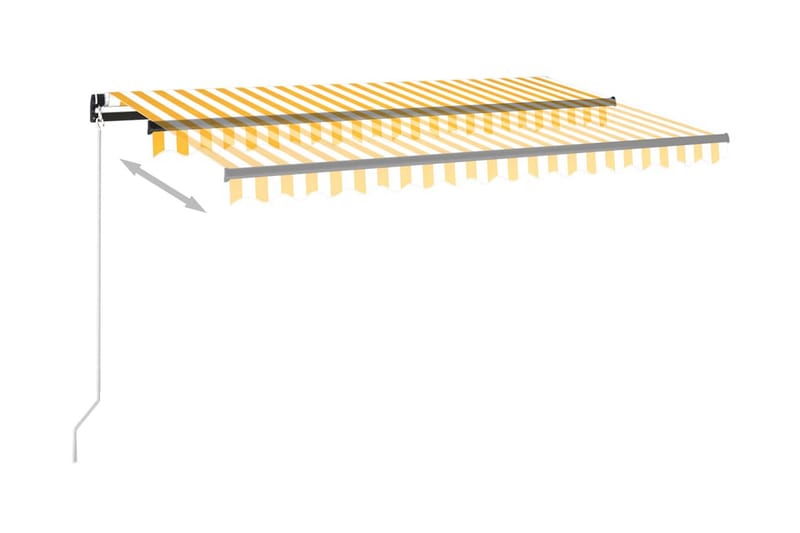 markise m. LED-lys 450x300 cm manuel betjening gul og hvid - Gul - Havemøbler - Solafskærmning - Markiser - Balkonmarkise