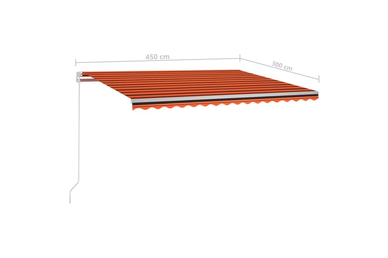 markise m. LED-lys 450x300 cm manuel betjening - Orange - Havemøbler - Solafskærmning - Markiser - Balkonmarkise