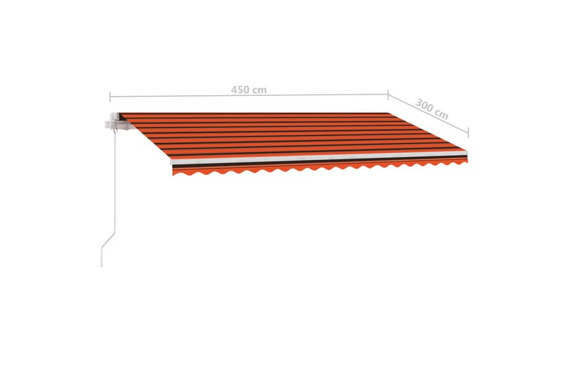 markise m. LED-lys 450x300 cm manuel betjening - Orange - Havemøbler - Solafskærmning - Markiser - Balkonmarkise
