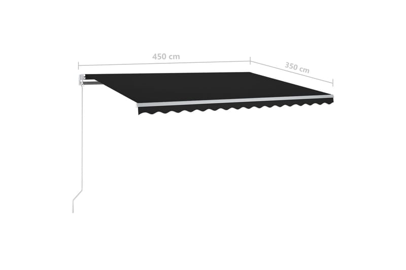 markise m. LED-lys 450x350 cm manuel betjening antracit - Antracit - Havemøbler - Solafskærmning - Markiser - Balkonmarkise