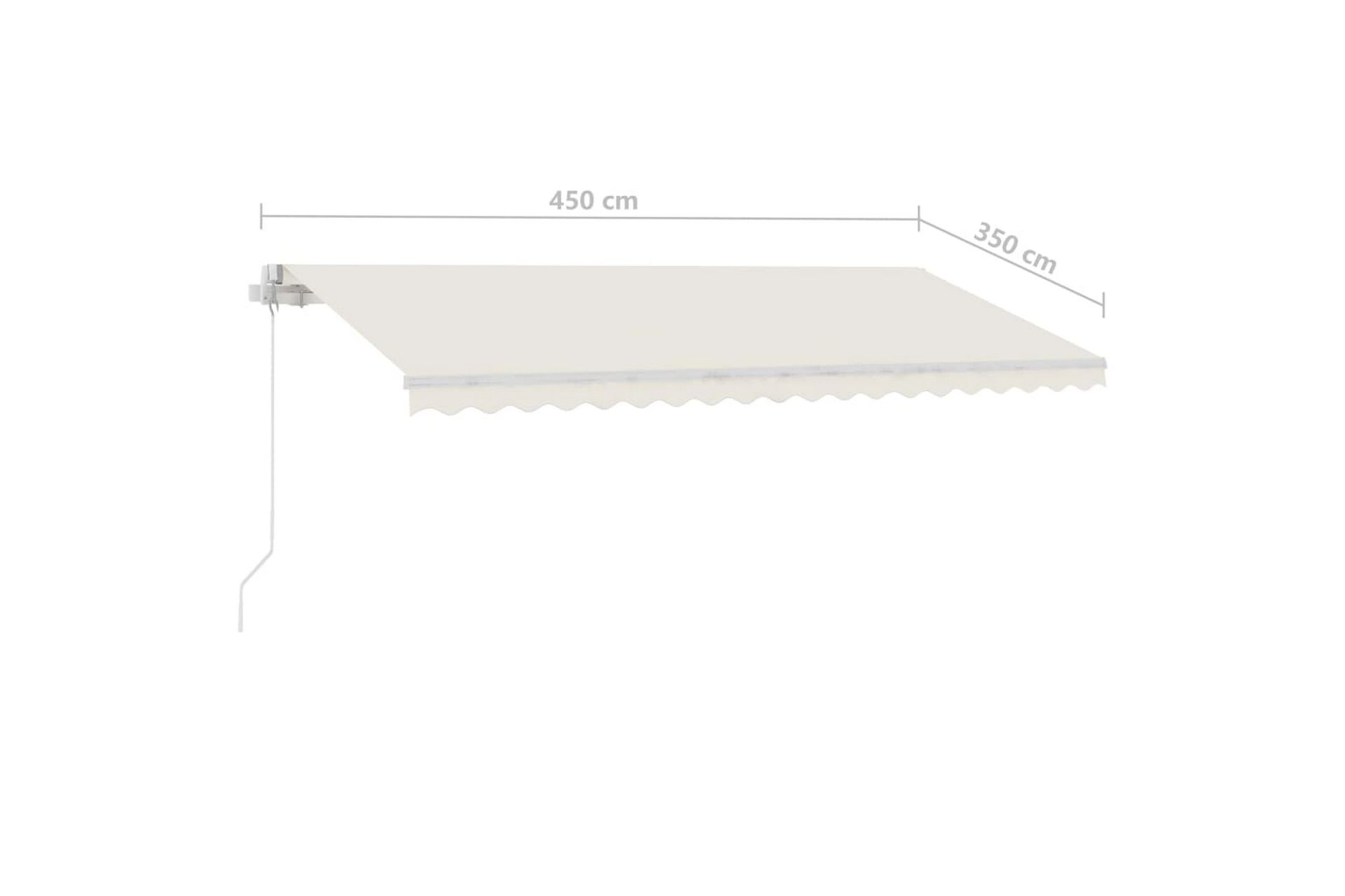 markise m. LED-lys 450x350 cm manuel betjening creme - Creme - Havemøbler - Solafskærmning - Markiser - Balkonmarkise