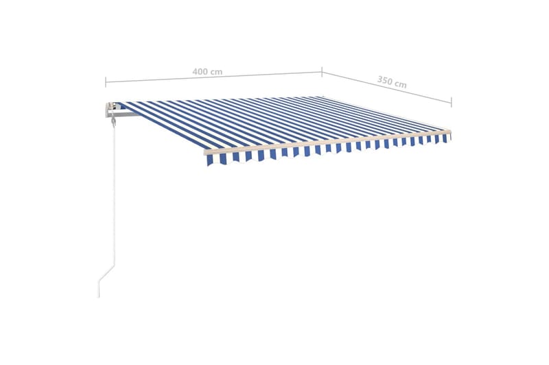 markise m. LED-lys 4x3,5 m manuel betjening blå og hvid - Balkonmarkise - Markiser - Terrassemarkise