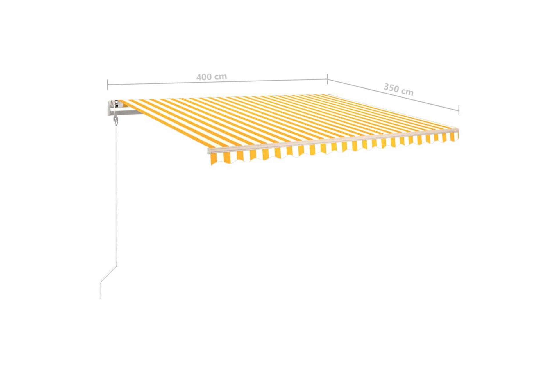markise m. LED-lys 4x3,5 m manuel betjening gul og hvid - Gul - Havemøbler - Solafskærmning - Markiser - Balkonmarkise