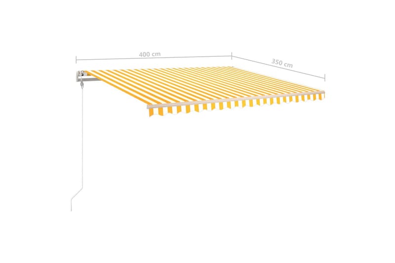 markise m. LED-lys 4x3,5 m manuel betjening gul og hvid - Gul - Havemøbler - Solafskærmning - Markiser - Balkonmarkise