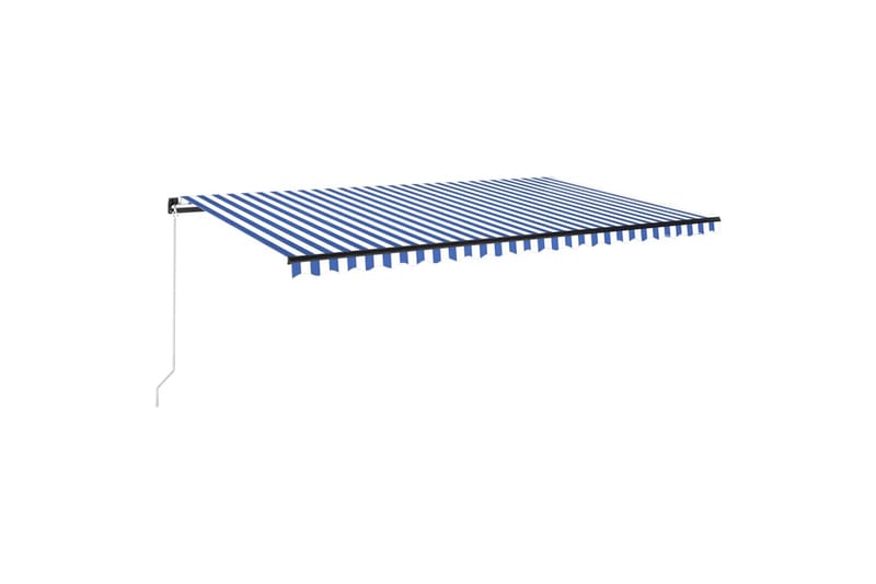 markise m. LED-lys 500x300 cm manuel betjening blå og hvid - Blå - Havemøbler - Solafskærmning - Markiser - Balkonmarkise