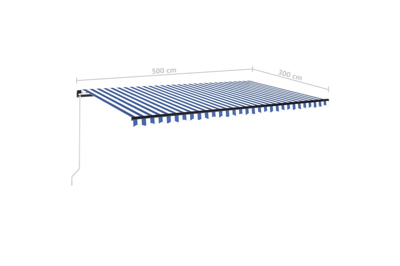 markise m. LED-lys 500x300 cm manuel betjening blå og hvid - Blå - Balkonmarkise - Markiser - Terrassemarkise