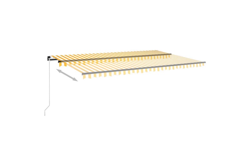 markise m. LED-lys 500x300 cm manuel betjening gul og hvid - Gul - Balkonmarkise - Markiser - Terrassemarkise