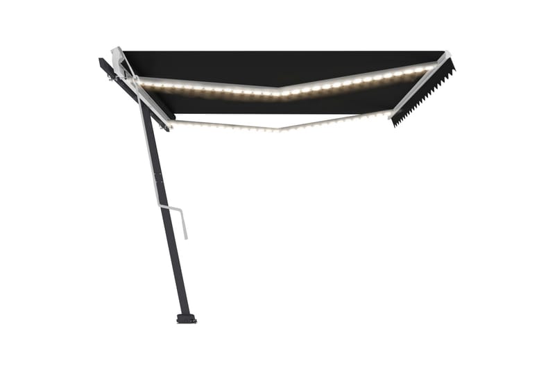 markise m. LED-lys 500x350 cm manuel betjening - Antracit - Havemøbler - Solafskærmning - Markiser - Balkonmarkise