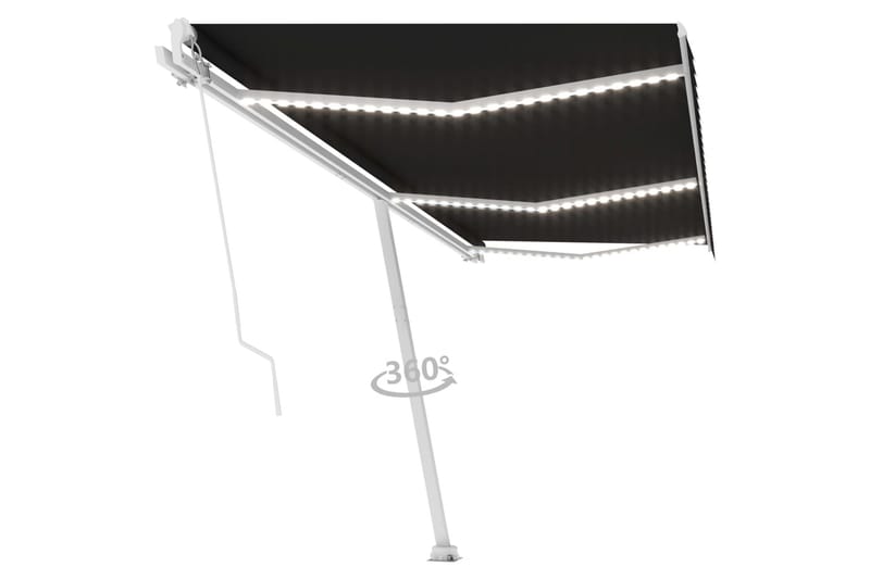 markise m. LED-lys 600x350 cm manuel betjening antracitgrå - Antracit - Balkonmarkise - Markiser - Terrassemarkise