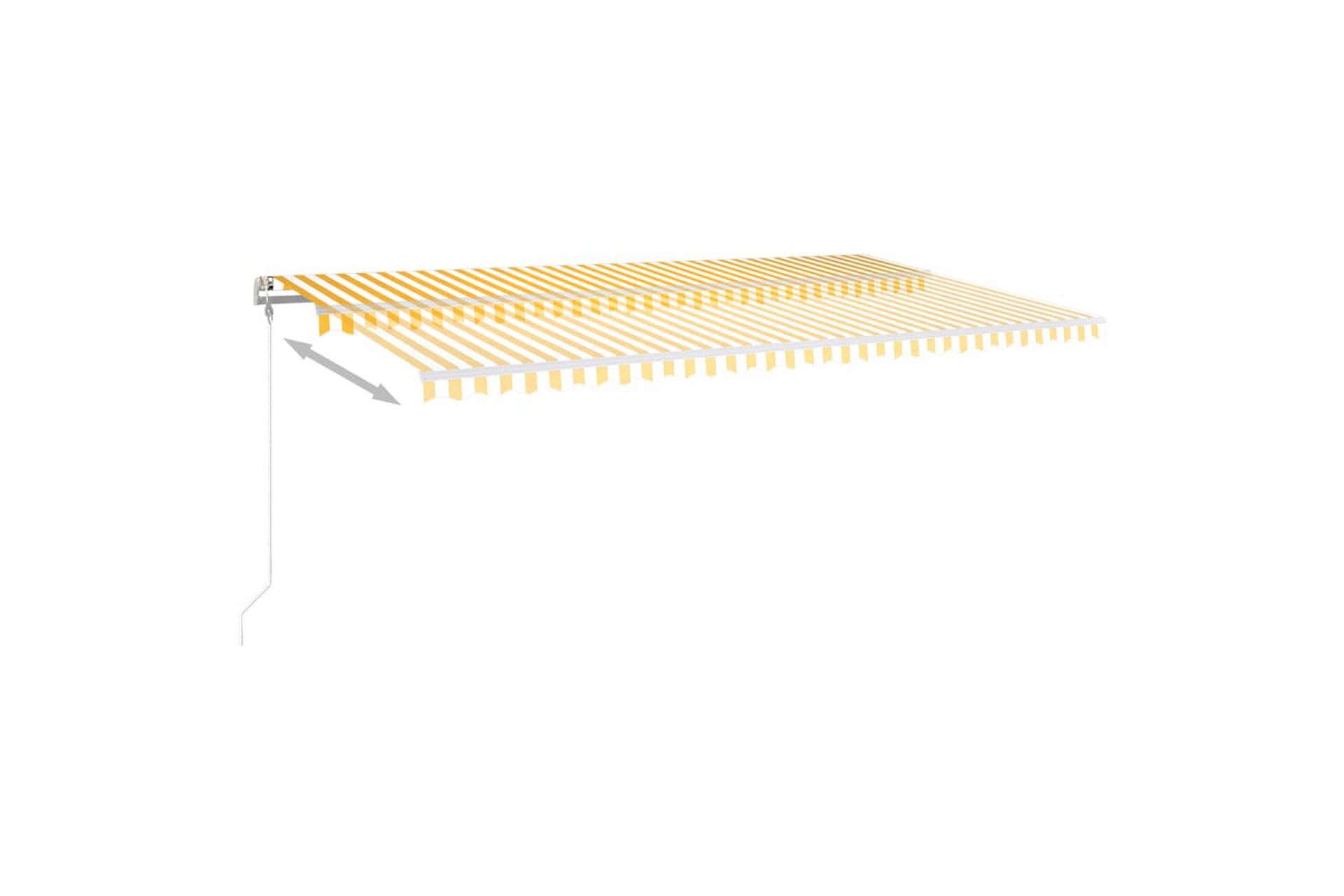 markise m. LED-lys 600x350 cm manuel betjening gul og hvid - Gul - Havemøbler - Solafskærmning - Markiser - Balkonmarkise