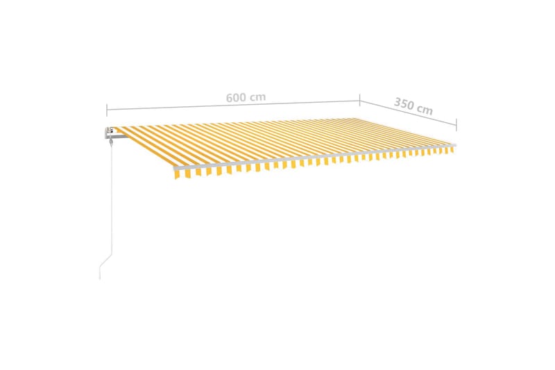 markise m. LED-lys 600x350 cm manuel betjening gul og hvid - Gul - Havemøbler - Solafskærmning - Markiser - Balkonmarkise