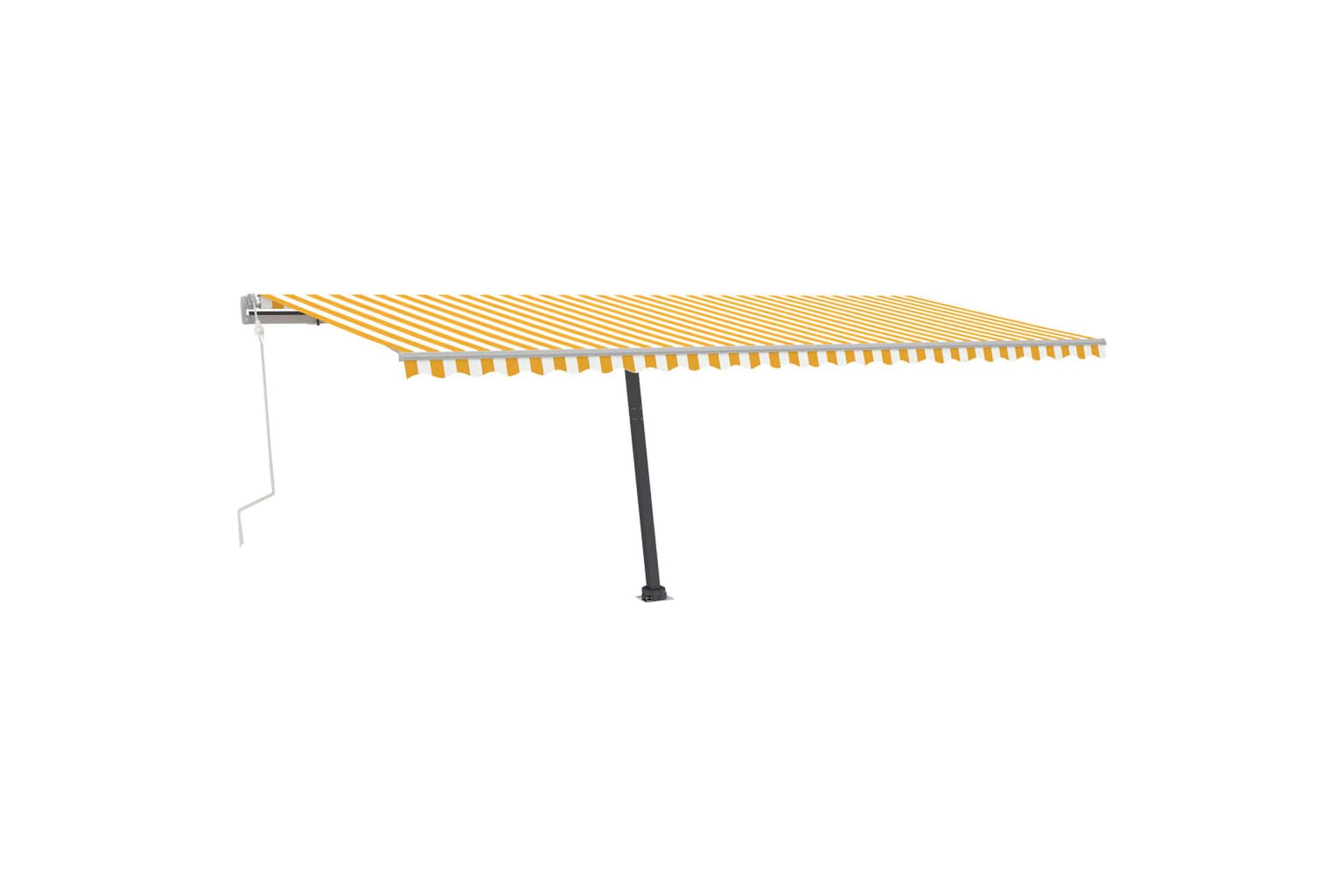 markise m. LED-lys 600x350 cm manuel betjening gul og hvid - Gul - Havemøbler - Solafskærmning - Markiser - Balkonmarkise