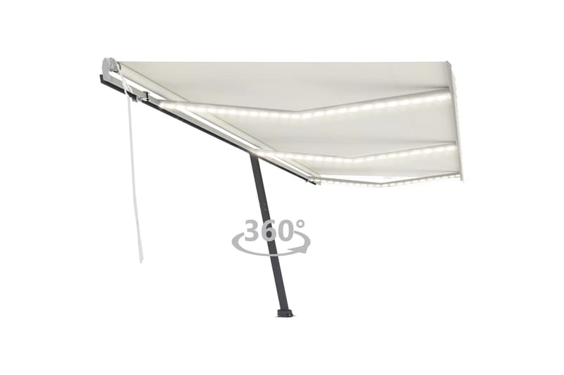 markise m. LED-lys 600x350 cm manuel - Creme - Havemøbler - Solafskærmning - Markiser - Balkonmarkise