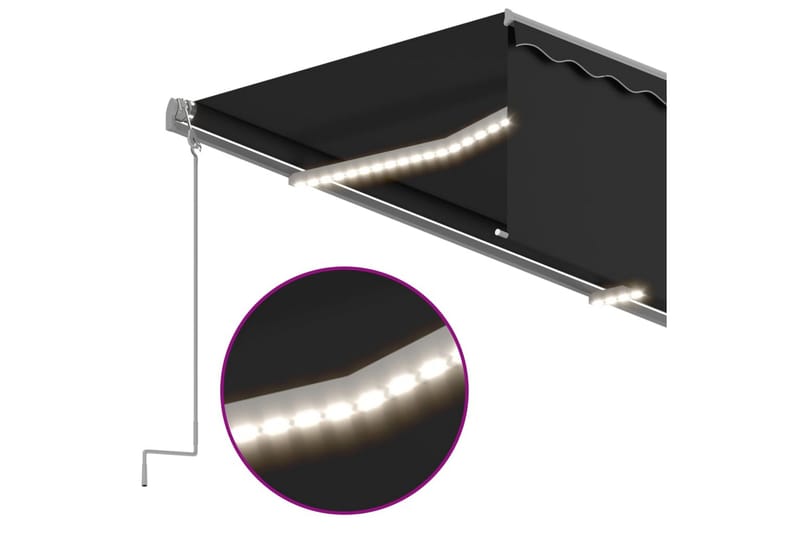 markise m. rullegardin + LED + vindsensor 3x2,5 m auto - Antracit - Havemøbler - Solafskærmning - Markiser - Vinduesmarkise