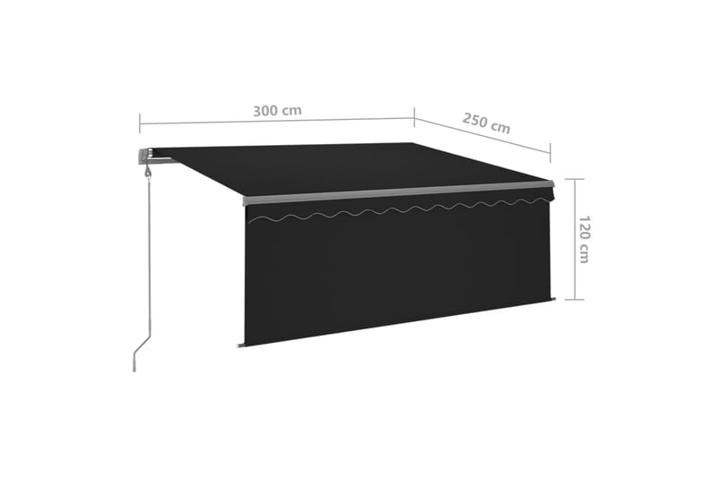 markise m. rullegardin + LED + vindsensor 3x2,5 m auto - Antracit - Havemøbler - Solafskærmning - Markiser - Vinduesmarkise