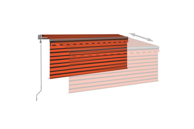markise m. rullegardin + LED + vindsensor 3x2,5 m - Orange - Havemøbler - Solafskærmning - Markiser - Vinduesmarkise