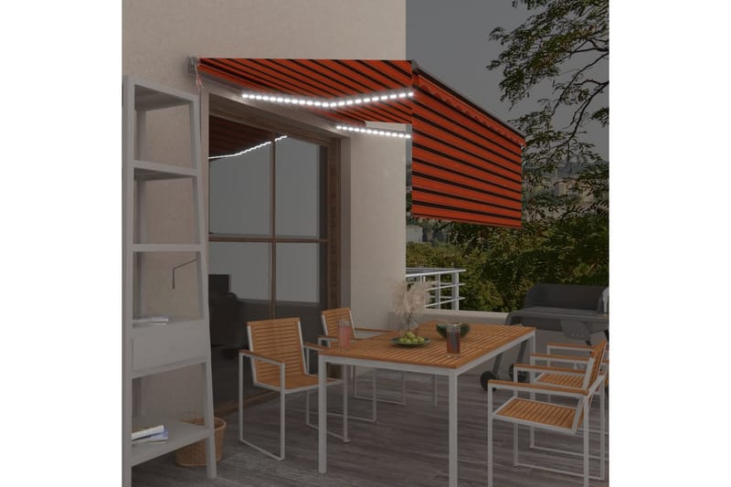 markise m. rullegardin + LED + vindsensor 3x2,5 m - Orange - Vinduesmarkise - Markiser - Solbeskyttelse vindue