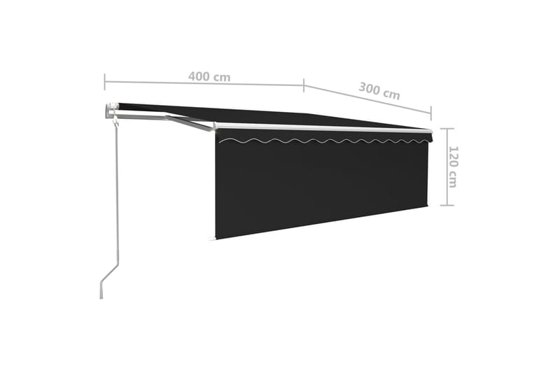 markise m. rullegardin + LED + vindsensor 4x3 m auto - Antracit - Havemøbler - Solafskærmning - Markiser - Vinduesmarkise