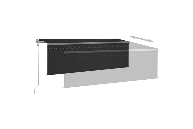 markise m. rullegardin + LED + vindsensor 4x3 m auto - Antracit - Havemøbler - Solafskærmning - Markiser - Vinduesmarkise