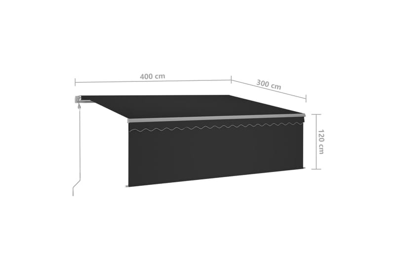 markise m. rullegardin + LED + vindsensor 4x3 m auto - Antracit - Havemøbler - Solafskærmning - Markiser - Vinduesmarkise