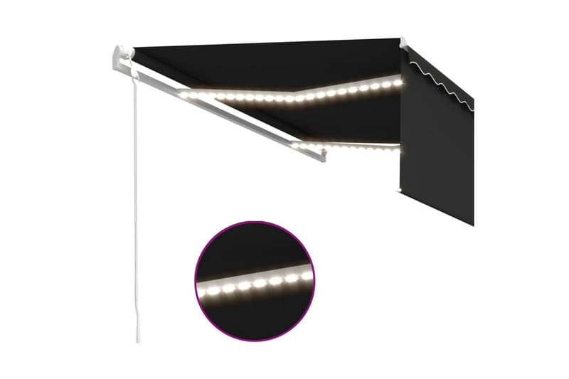 markise m. rullegardin + LED + vindsensor 4x3 m auto - Antracit - Havemøbler - Solafskærmning - Markiser - Vinduesmarkise