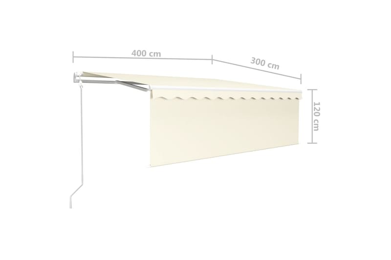 markise m. rullegardin + LED + vindsensor 4x3 m auto creme - Creme - Havemøbler - Solafskærmning - Markiser - Vinduesmarkise