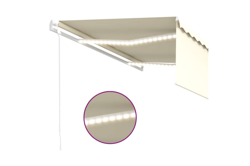 markise m. rullegardin + LED + vindsensor 4x3 m auto creme - Creme - Havemøbler - Solafskærmning - Markiser - Vinduesmarkise