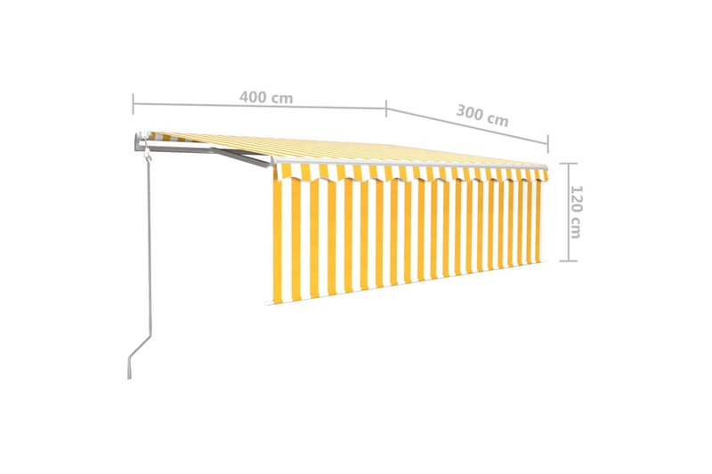 markise m. rullegardin + LED + vindsensor 4x3 m auto - Gul - Vinduesmarkise - Markiser - Solbeskyttelse vindue