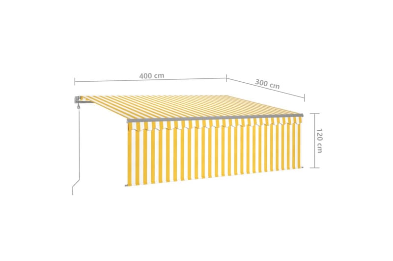 markise m. rullegardin + LED + vindsensor 4x3 m auto - Gul - Vinduesmarkise - Markiser